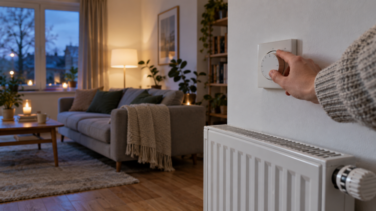 Fali termosztát beállítása egy radiátor mellett