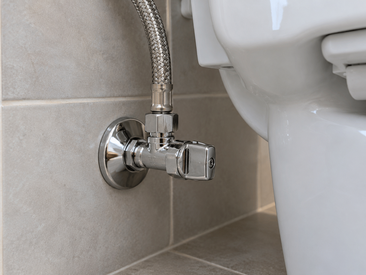 WC melletti ép sarokszelep közelről